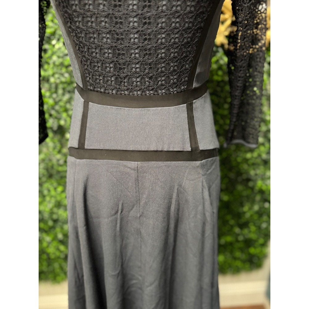 Diane von Furstenberg DVF Grey Silk Trim Lace Panel Midi Dress 514757D385 - Picture 4 of 10
